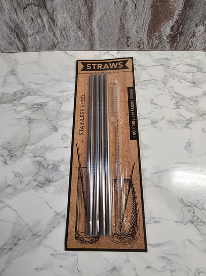 4 pailles réutilisables argentés