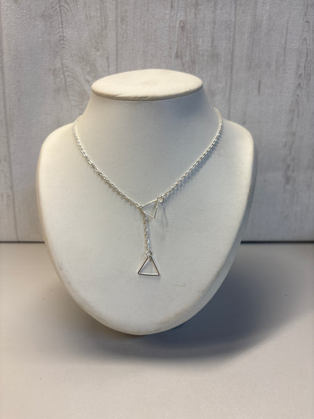 Collier tombant / rectangle argenté