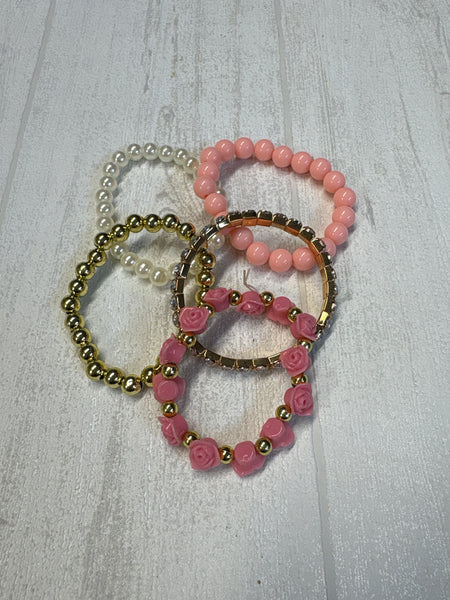 Lot de 5 bracelets / rose