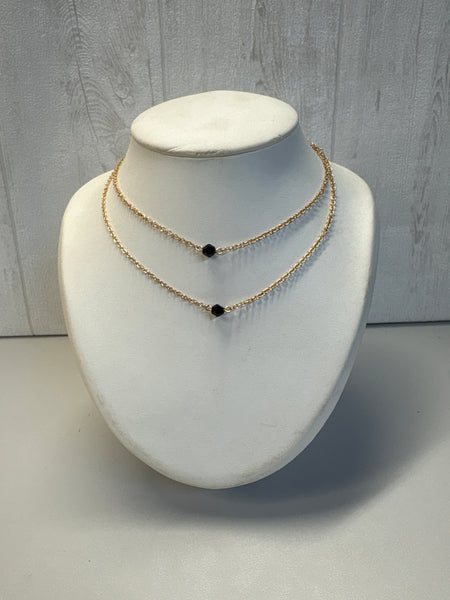 Collier / 2 tours perle noir