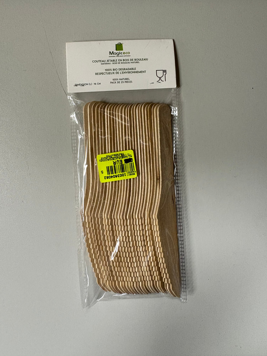 25 couteaux en bois jetable