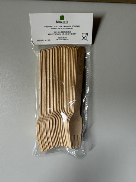 25 Fourchettes en bois jetable