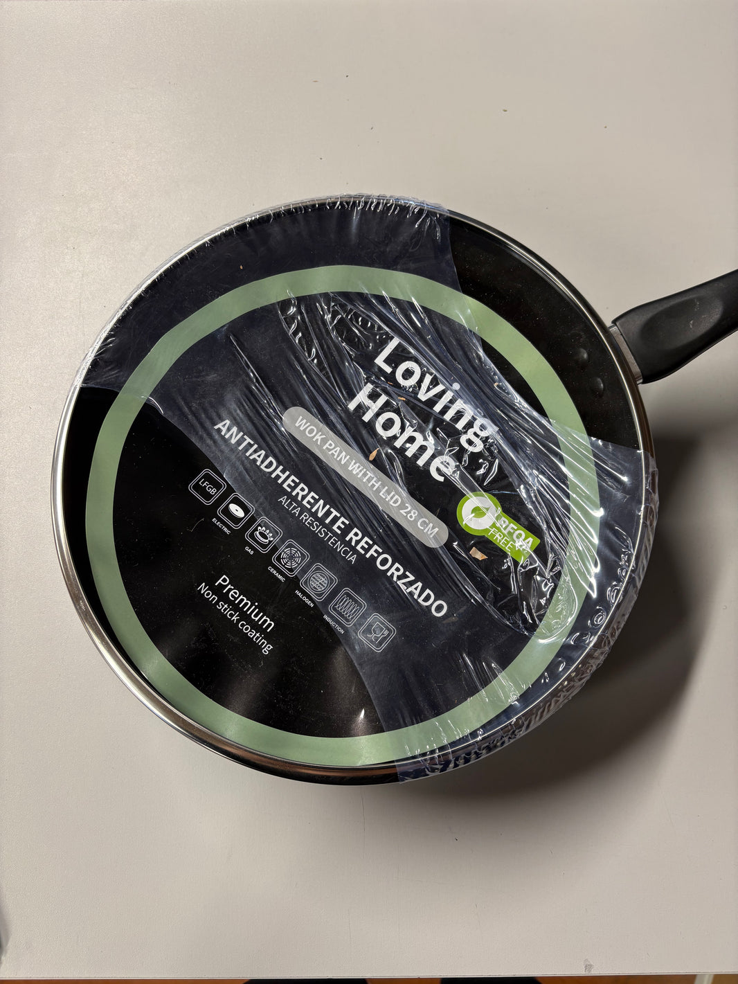 Wok 28 cm anti-adhésif avec couvercle