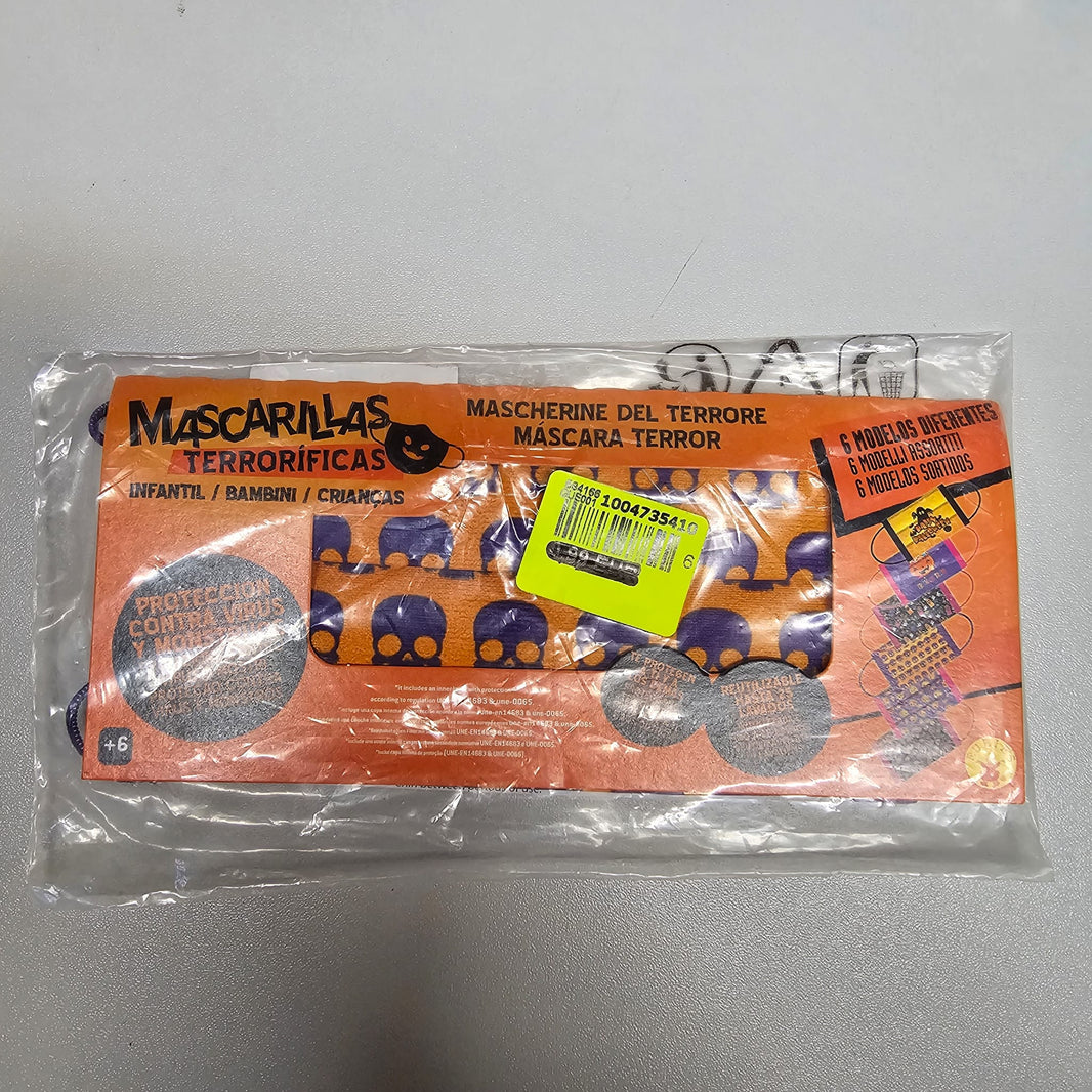 Masques hygiéniques enfants 6-9 ans tête de mort